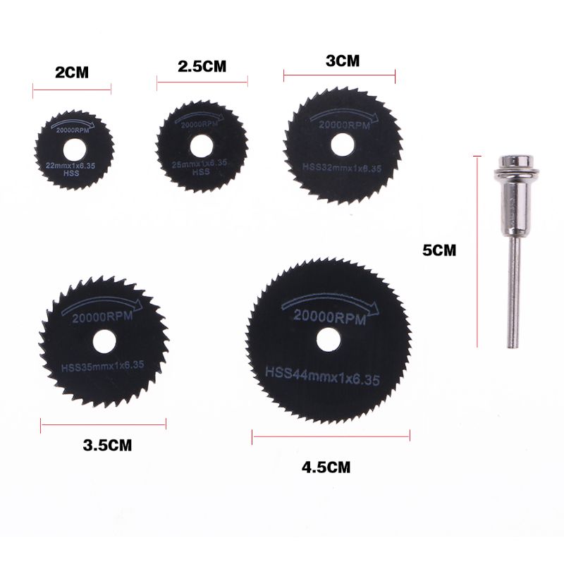 6Pcs Drill Accessories HSS Mini Circular Saw Blades Power Tools Wood Cutting Disc Grinding Wheel Set for Dremel Tools