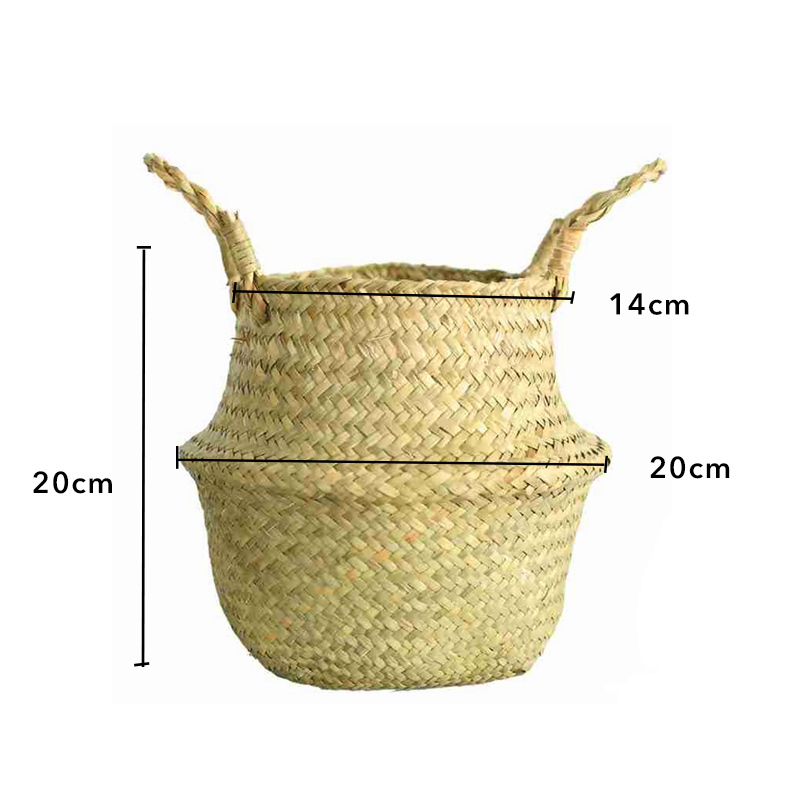Folding Handmade Storage Basket Decorative Rattan Plant Flower Pot Woven Wicker Belly Laundry Basket Home Decor: 1