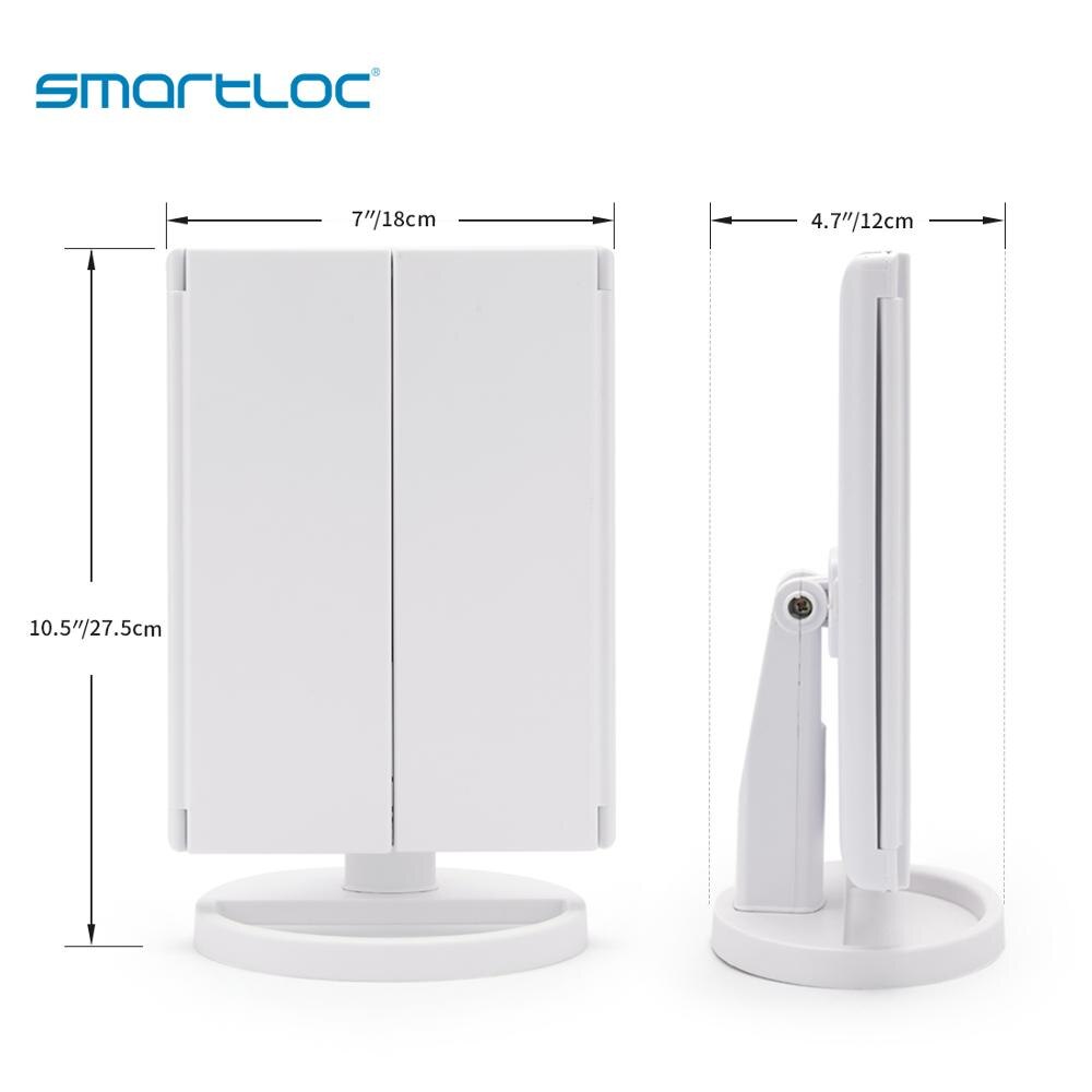 Smartloc 2x förstorande led-ljus pekskärm skrivbord sminkspegel badrum badkar speglar handfat toalett kosmetika 360 roterande