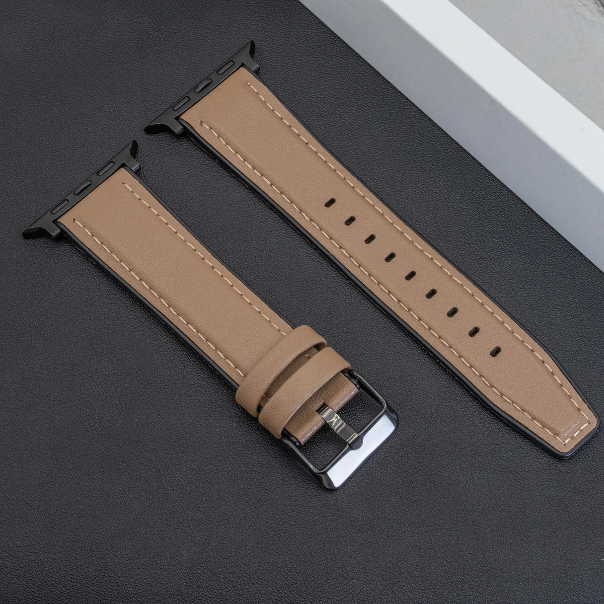 voor Apple Watch Series 10 46 mm 42 mm lederen band 9 8 7 band 45 mm 41 mm SE 6 5 4 44 mm 40 mm band Iwatch Ultra 2 1 49 mm armband: S / Paars Groen