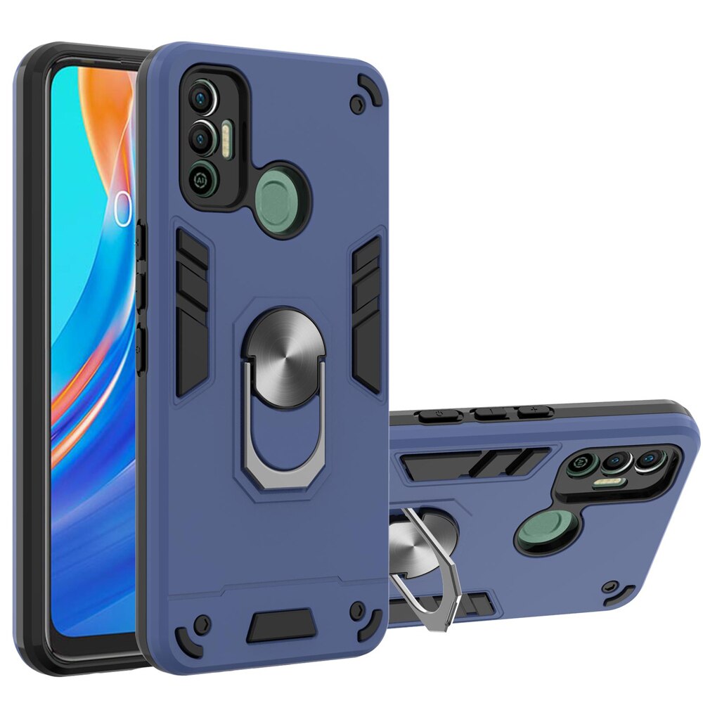 Hybrid Ring Holder Armor Case For TECNO SPARK 7 Case Spark 6 Go Shockproof Kickstand Cover Camon 17 Pro Pova 2 Phone Cases Funda: For Tecno Pova 2 / Blue