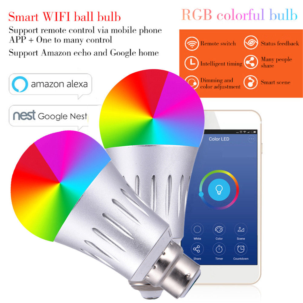 E27/B22/E14 Smart Wifi Lamp Led Gloeilamp 7W Dimbare Werkt Met Alexa Google Thuis, app Afstandsbediening
