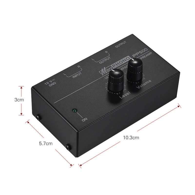 Preamplificatore Phono ultracompatto Pp500 con controlli di livello e volume ingressi e uscite Rca interfaccia di uscita Trs da 1/4 pollici, ue