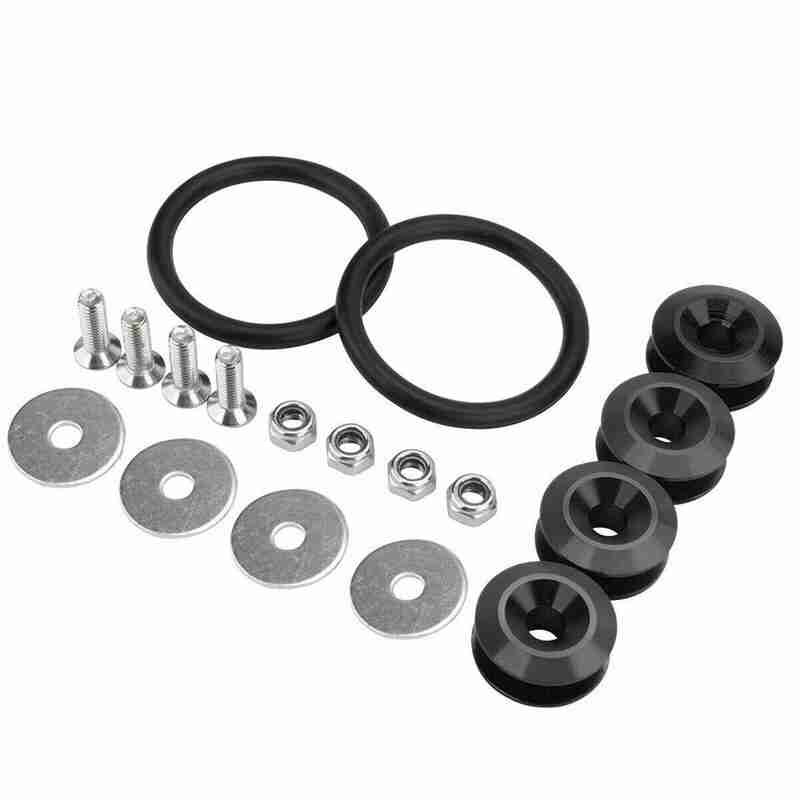 General JDM Aluminum Quick Release Fastener Bumper Quick Release Fixed Clip Fender Washer Reinforced Screw Auto Parts Set: Black