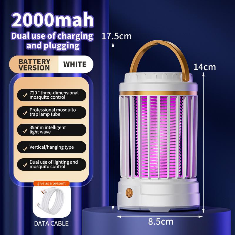 Xiaomi – lumière anti-moustiques, grande capacité, piège à moustiques à ondes lumineuses, silencieux, puissant, choc électrique, 2000mAh: Rose