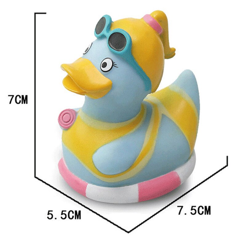 ESALINK Rubber Duck Style Girl With Pearl Earrings Baby Bath Toys Duck Children Toy Duck Baby Toys Bath Toys For Kids