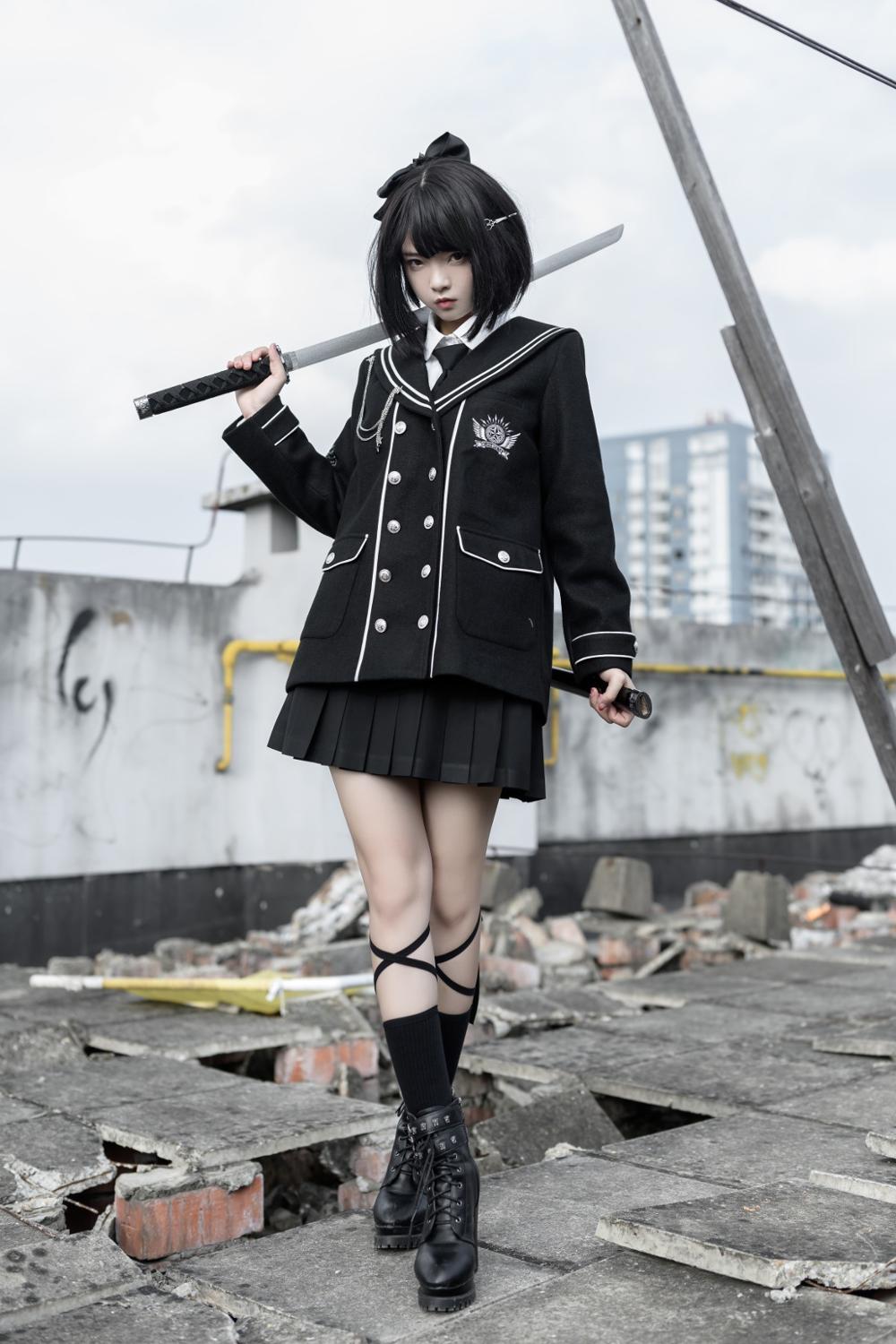 Uniforme gothique jk, veste en laine douce, style collège, costume d&#39;étudiant, robe victorienne rétro, kawaii, lolita