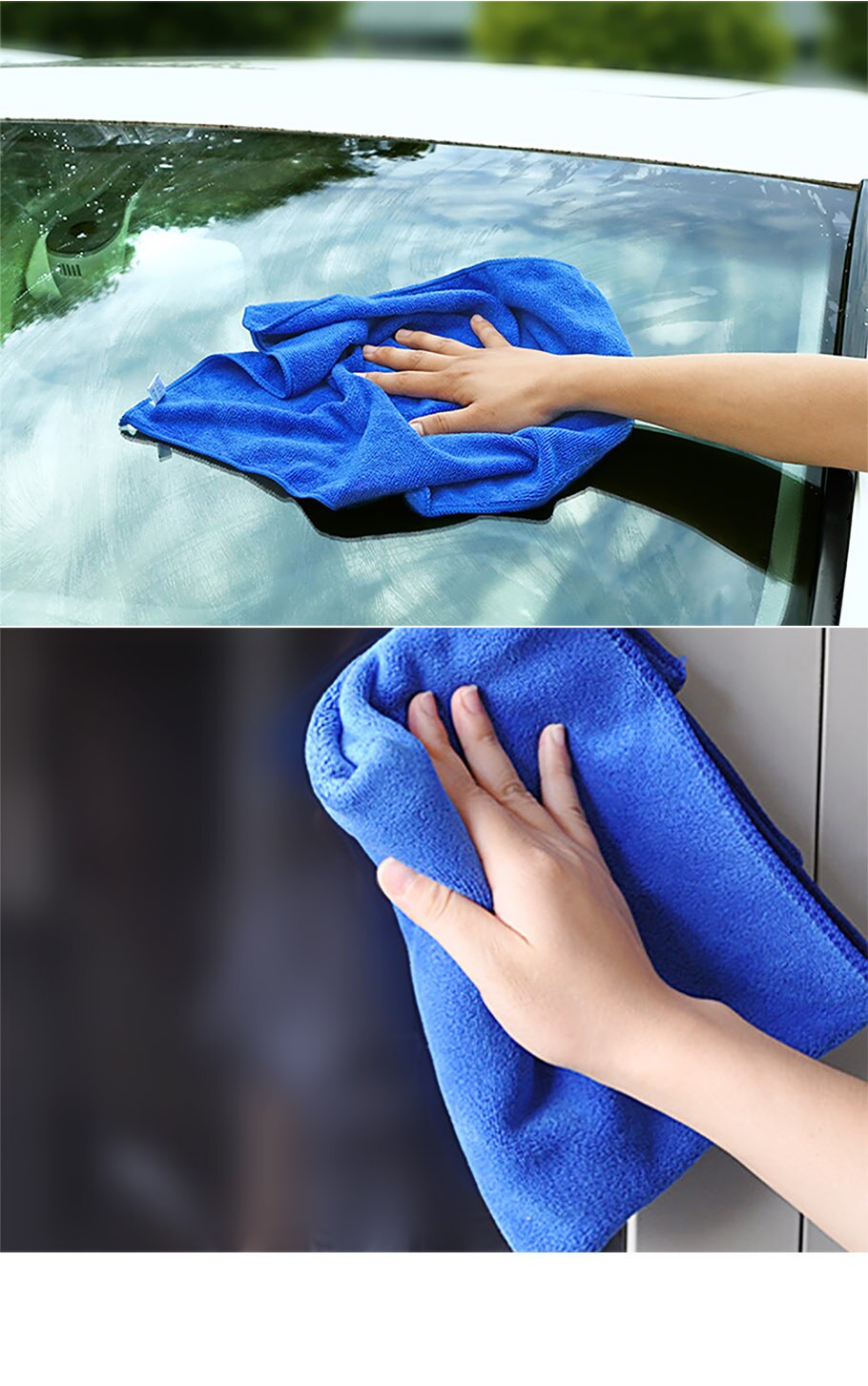 SPTA-paño de lavado absorbente cuadrado suave, 40x40 cm, cuidado del coche, limpieza de microfibra, toallas de mano duraderas, multifunción, azul/verde