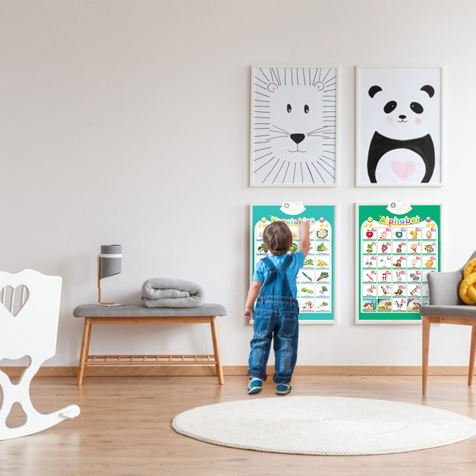 26 Letters Alphabet numbers Vegetables Fruits Animals Vehicle poster English Word Learning school classroom posters decoration