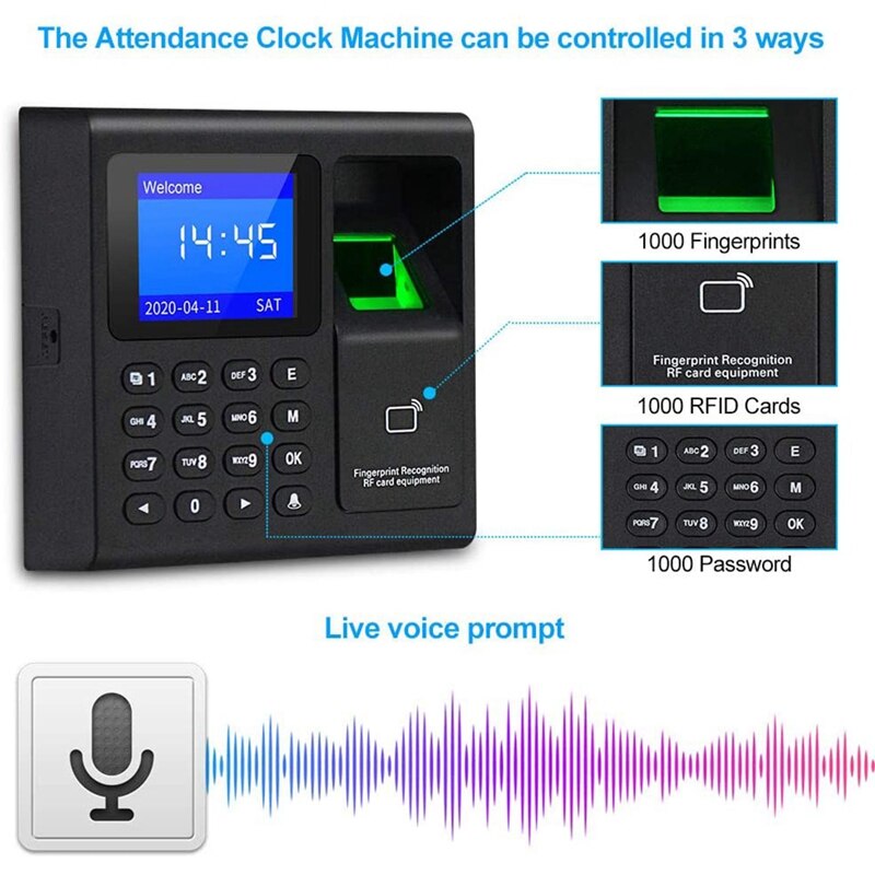 Biometric RFID Access Control System RFID Keypad USB Fingerprint System Electronic Time Clock Attendance Machine