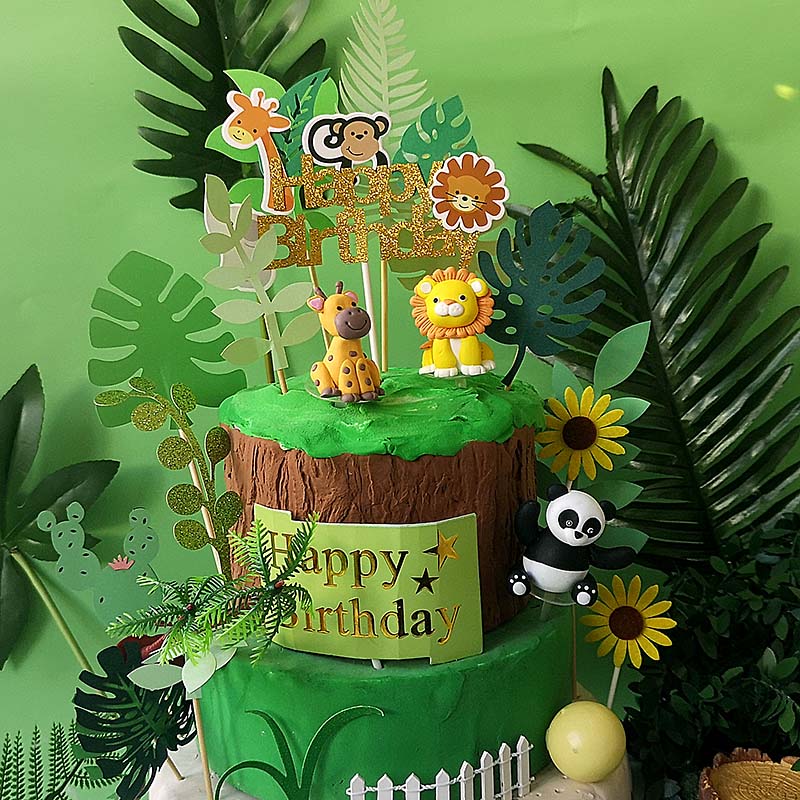 1pc Animaux Girafe Panda Lion Renard Singe Gateau Topperfor Pour Enfant Fete D Anniversaire Dessert Cuisson Decoration Fournitures Bebe Douche Grandado