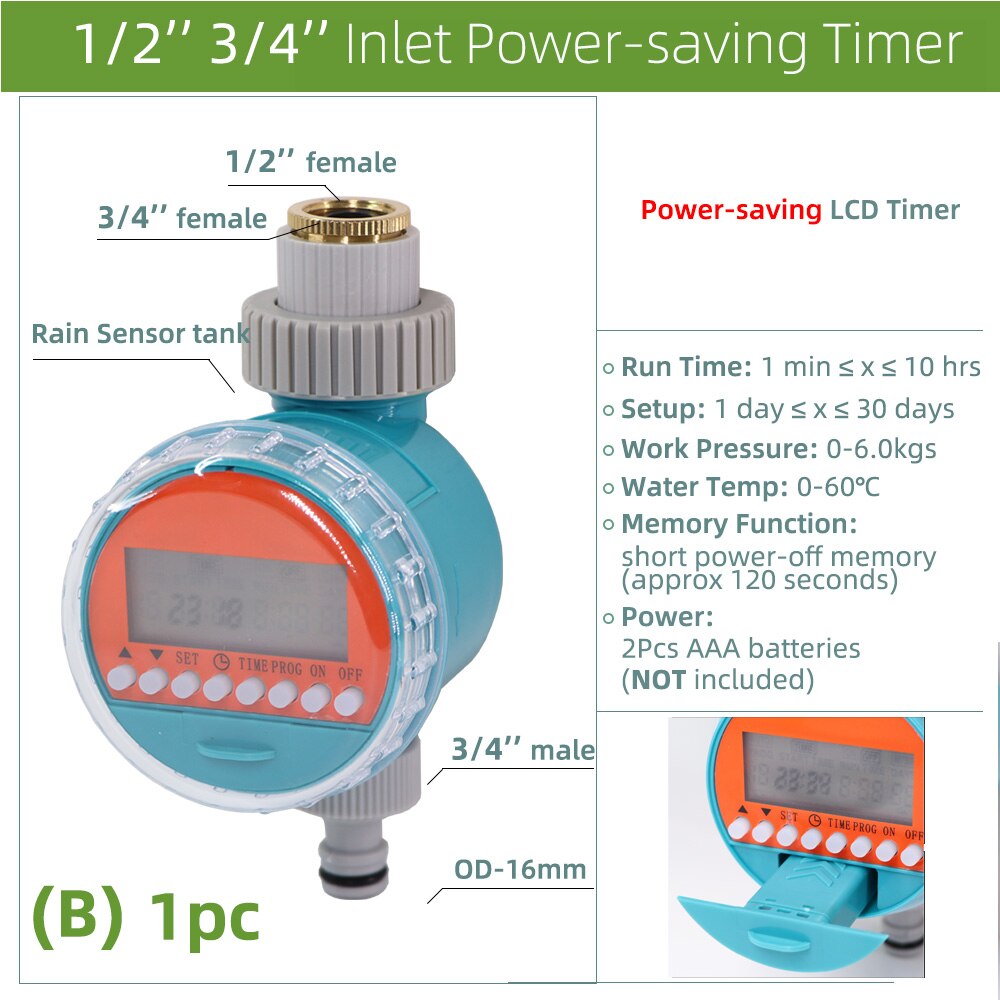 Automatische Watering Timer Elektronische Irrigatiesysteem Liquid Crystal Display Regen Sensor Solar Controller Kas Timing Tool: B