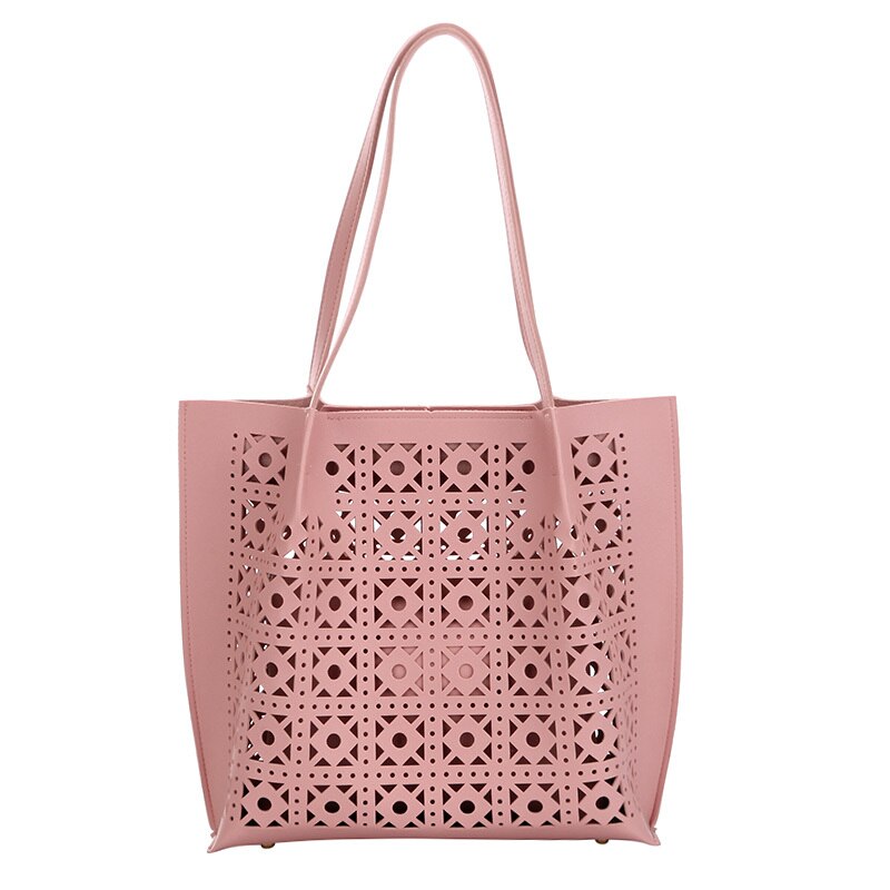 Grande capacité femmes sacs à main en cuir Pu dames sac à bandoulière créateur de femme évider sacs de messager: Rose