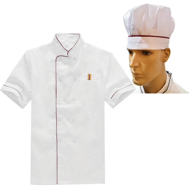 Chef's Uniform Work Wear Uniforms Chef's Whites Unisex Chef Coat Kitchen Short Long Sheeve Chef Jacket for Men and Women: R48-RD / XXXL