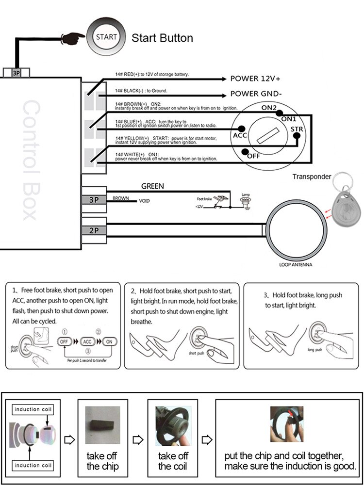 Keyless Motor Start Systeem Drukknop Stop Rfid Ingebouwde Lock Smart Anti-Diefstal Apparaat 12V Auto universele Modificatie Ontsteking