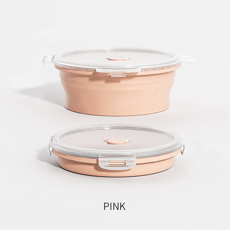 Collapsible Food Storage Containers Round with Lid,Kitchen Stacking Silicone Collapsible Meal Prep Container Dishwasher Safe: Red / 800ml