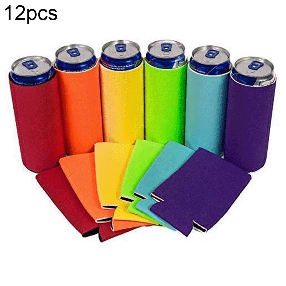 12pcs Beer Sleeves Camping Can Cup Soda Cover Neoprene Drink Cooler Bottle Can Cooler Sleeve Outdoor Sleeve for Party Wedding: A1