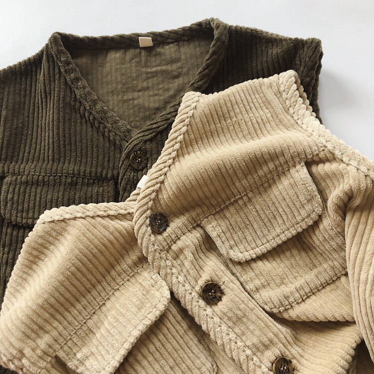 Chaleco de pana para bebé, niño y niña, ropa para niño, chaleco con cuello en V sin mangas, novedad de Primavera de