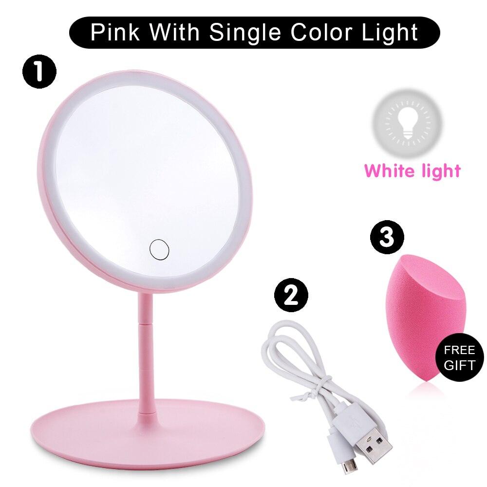 Makeup Light Mirrors With LED Light Natural White Daylight Vanity Mirror Flexible Adjustable USB Cosmetics Mirror Makeup Tool: Pink Single light
