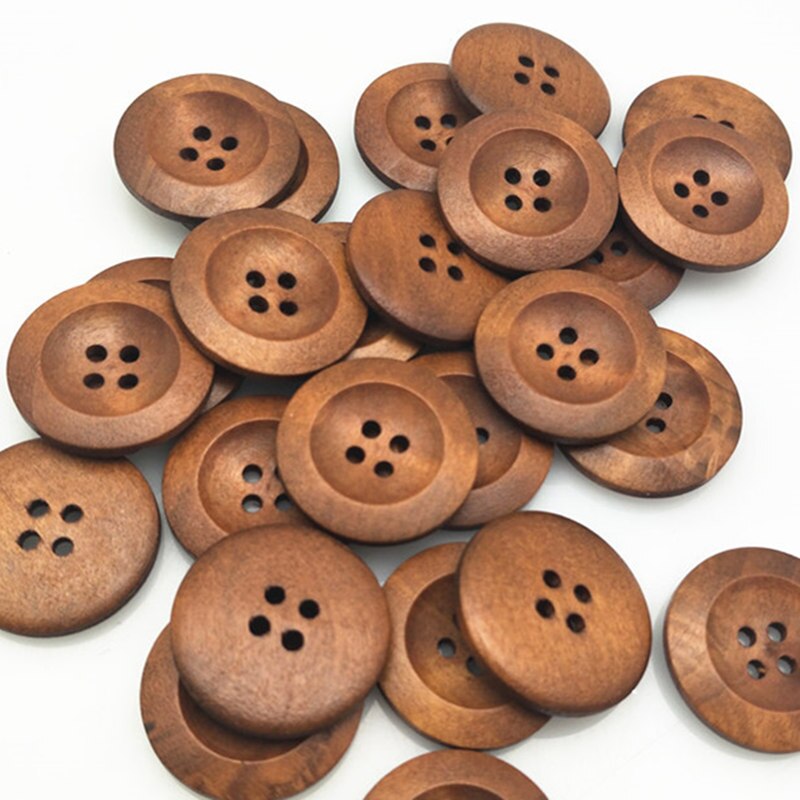 20pcs 25mm Round Wooden Buttons 4 Holes DIY Apparel Sewing Decorative Buttons Scrapbooking Buttons for Clothing 7NK245-4