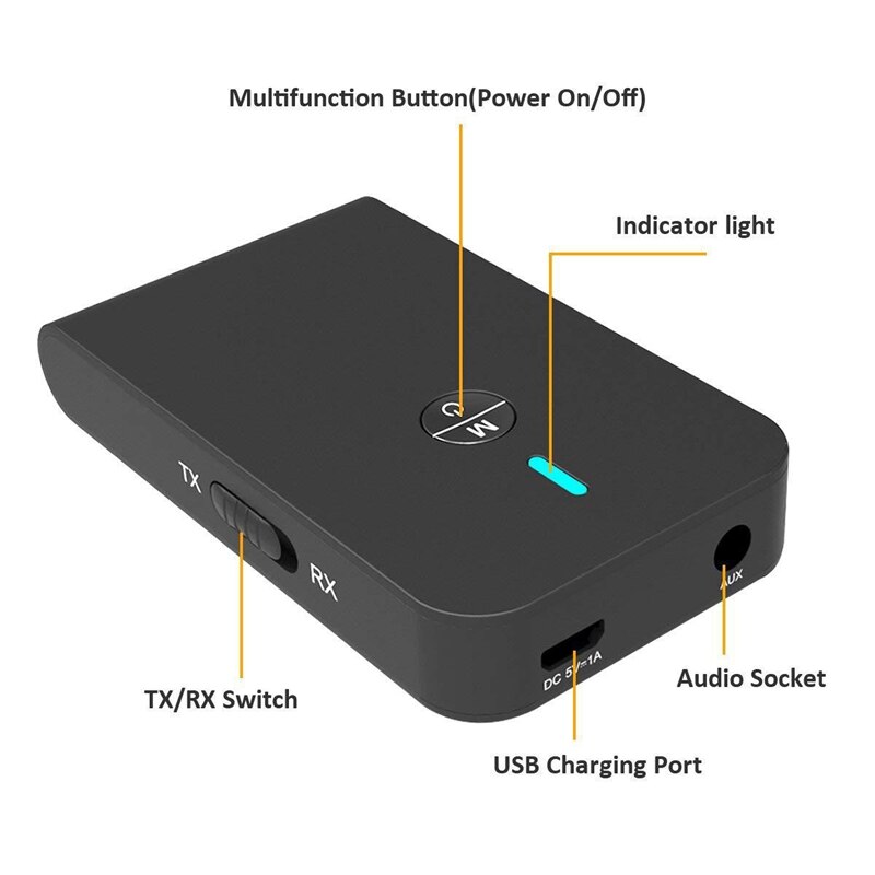 Bluetooth 5.0 Ontvanger Bluetooth Audio Adapter Transceiver 2 In 1 Adapter Voor Audio Telefoon Headset Computer