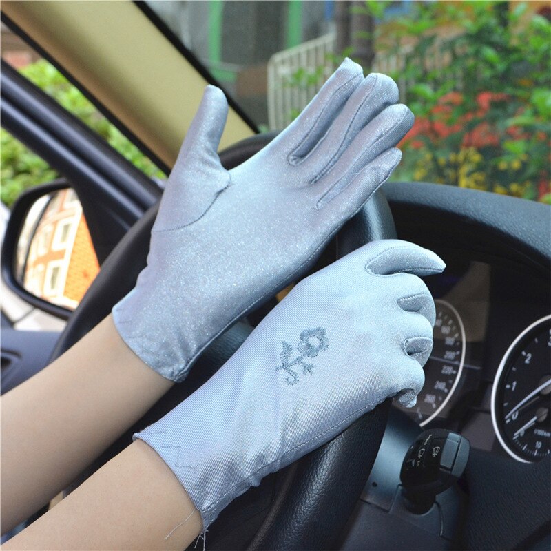 Guantes de encaje calados para protección solar, encaje delicado patrón Jacquard, accesorios de boda: B-4