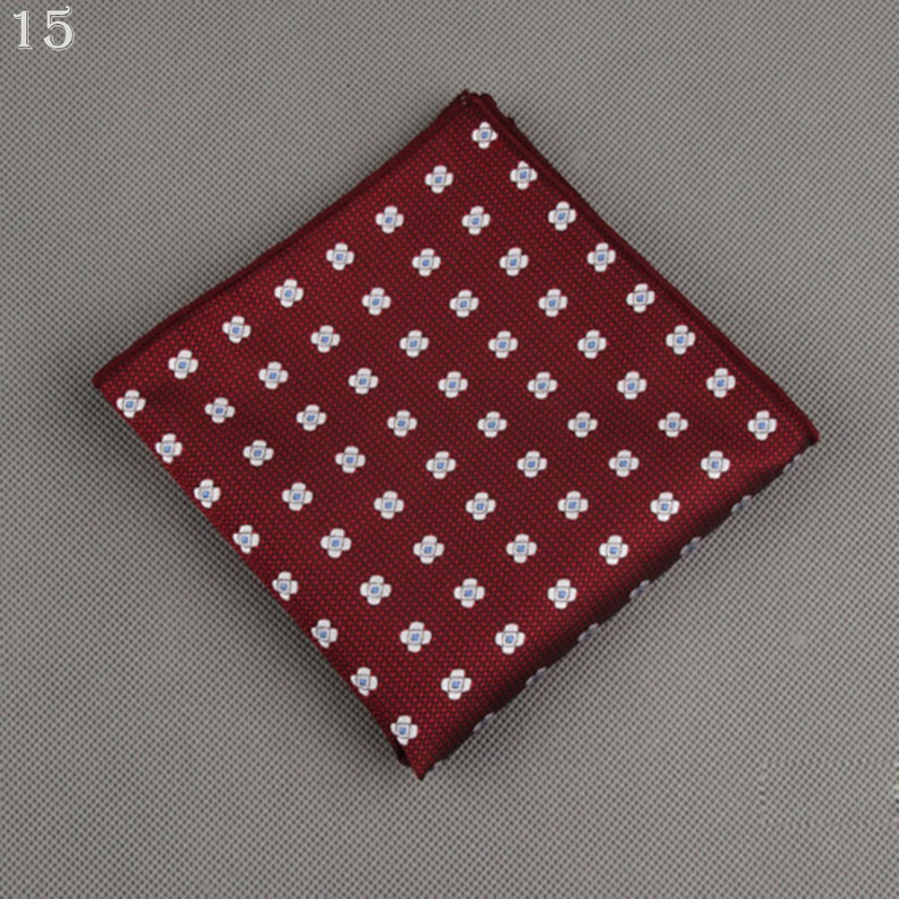 Luxury Men's Handkerchief Polka Dot Striped Floral Printed Hankies Polyester Hanky Business Pocket Square Chest Towel 23*23CM: 15