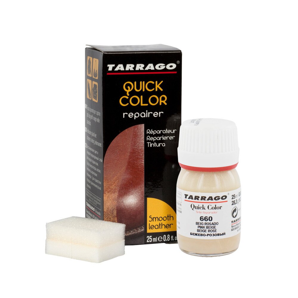 Tarrago | Quick Color 25 ml | Tinte Renovador de Color para Zapatos de Cuero Liso y Lona | Beige Rosado (660)