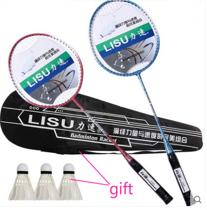 Super licht Badminton schläger doppel schläger 2 stück familie liebhaber Super stahl schläger Schläger einstellen battledore taschen Badminton: Blau und rot