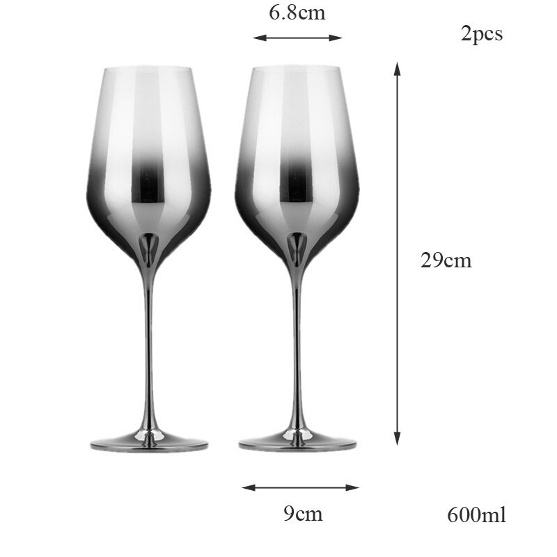Copa de vino tinto galvanizado de , copa de cristal gris, copas de champán de cristal, vasos de de hotel, de boda: 2pcs 600ml cups