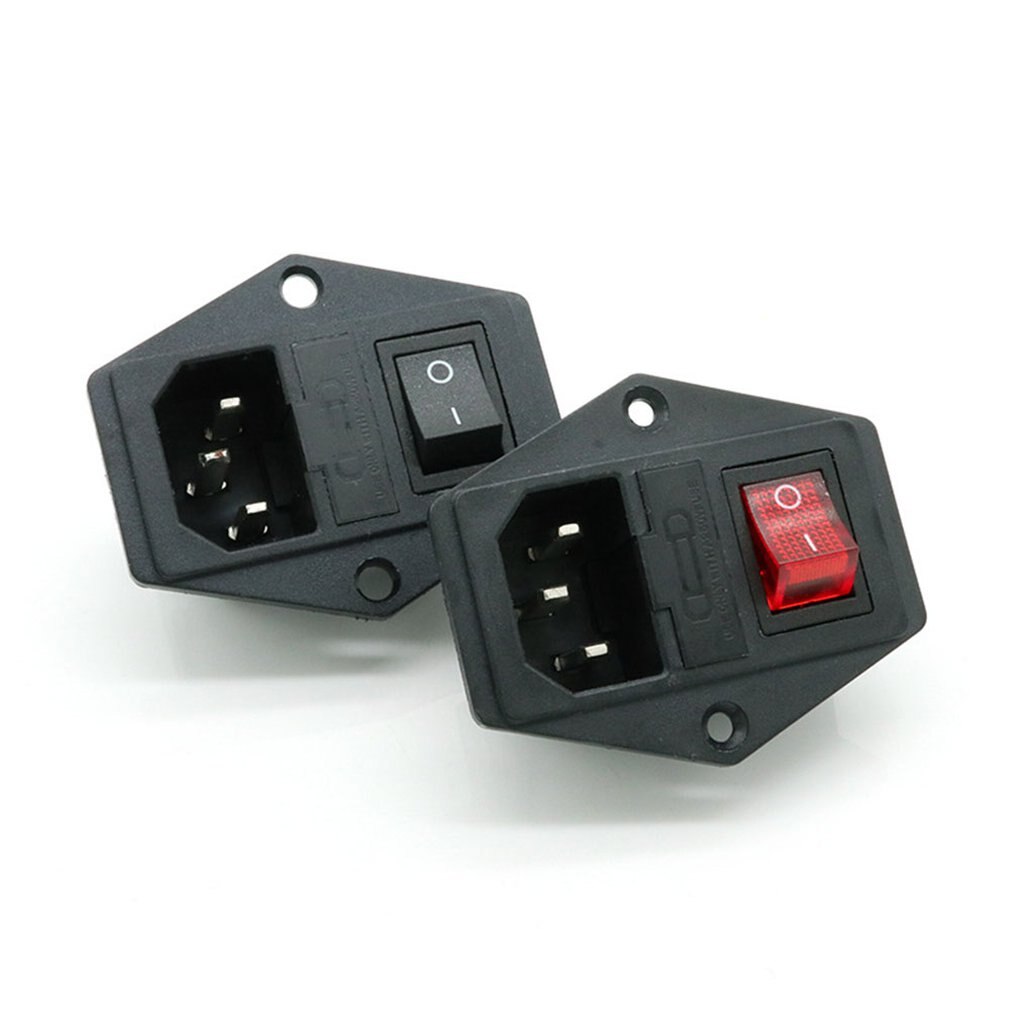 Schakelaar AC 3pin AC power socket met rode triple tuimelschakelaar statief koperen voeten met 3d bescherming zekering printer willekeurige