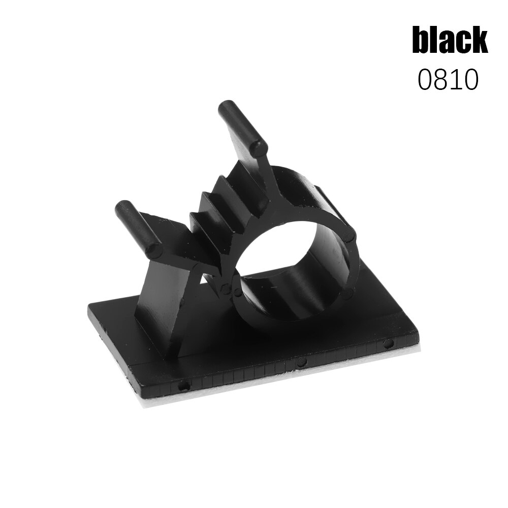 10 Pcs Zelfklevende Kabel Clips Plastic Gesp Lijn Kabelmanagement Clips Zwart Wit Fastener Praktische Kabel Clips Organizer: 0810 black