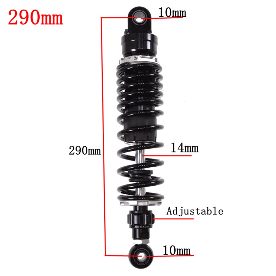 Amortiguador de aire trasero ajustable para motocicleta, suspensión trasera para Honda, Yamaha, Kawasaki, Suzuki, color negro, 270mm-360mm, 1 unidad: 290mm Black Round
