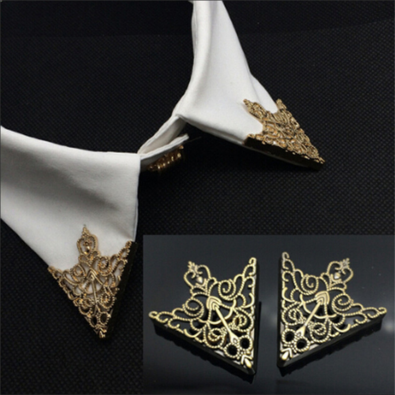 Broche para Cuello de camisa Pin esquinero hebillas Vintage Crown Hollow patrón para hombres mujeres accesorios de ropa de esquina