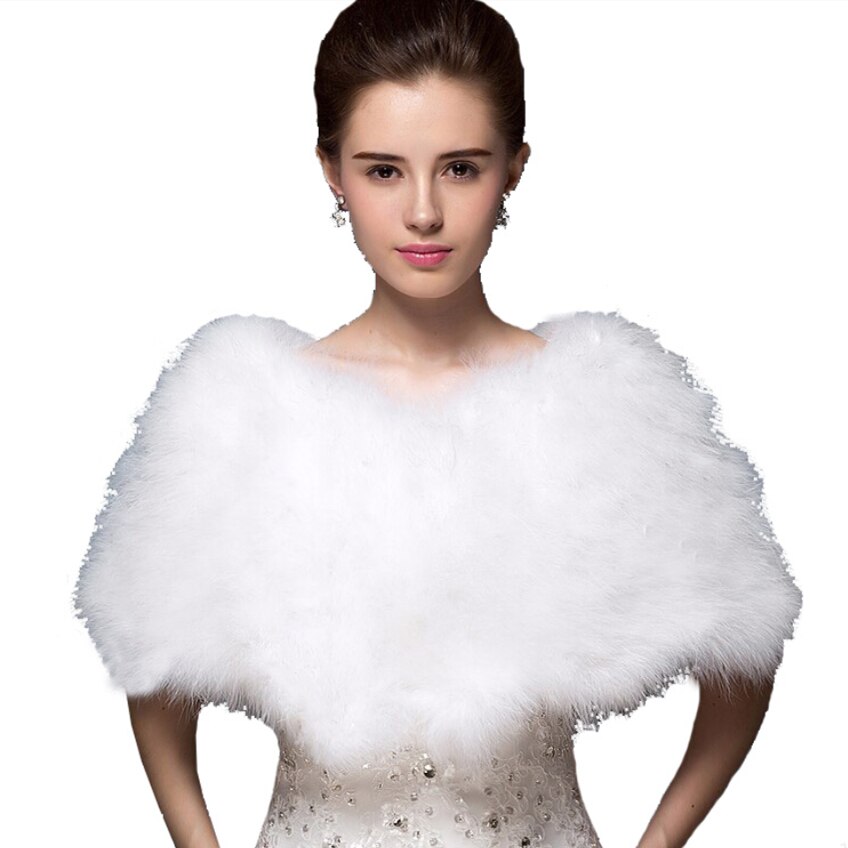 SHAMAI lujoso bolero blanco marfil avestruz plumas piel Boleros boda chaqueta de novia bolero abrigo nupcial chales
