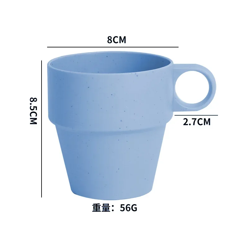 Kubek na wodę ze słomy pszennej robić prasowania Kubek z antypoślizgowym uchwytem Domowy kubek izolowany z tworzywa sztucznego Prosty kubek z tworzywa sztucznego: Niebieski