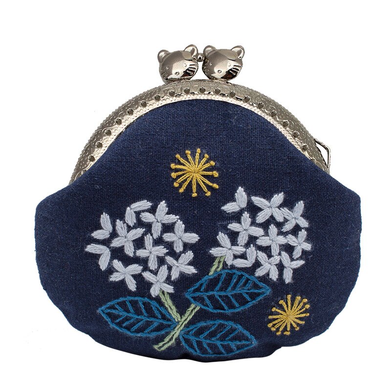 Flower DIY Bag Embroidery Purse Kissing Bag Cross Stitch Kit for Beginner Needlework Sewing Craft Friend: A 8.5cm