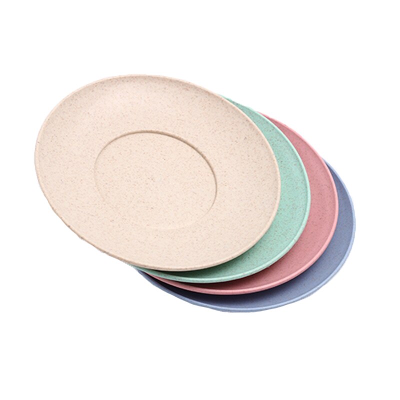 Children Plate Baby Feeding Dishes Environmental Wheat Straw Dinnerware Solid Color Outdoor Kids Snack Fruit Tableware MBG0537