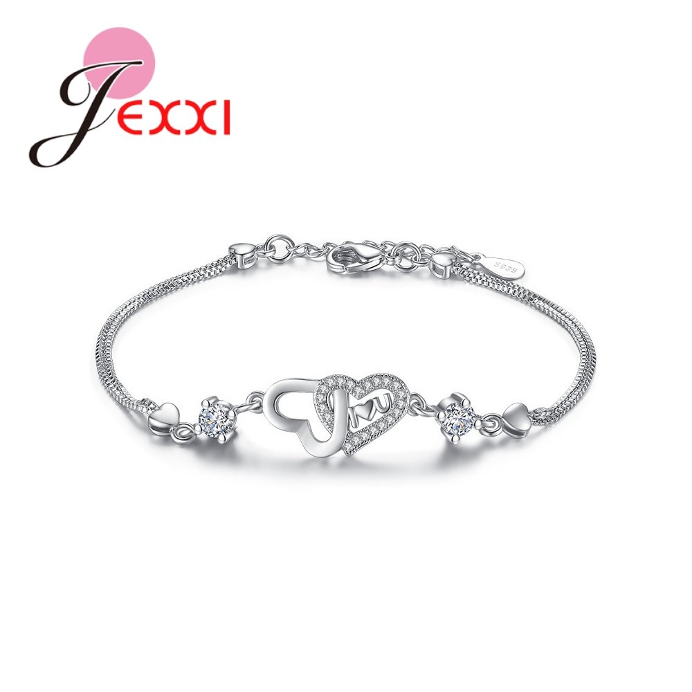 Di alta Qualità in Argento sterlina 925 Cuori A Forma di Sereno CZ Braccialetti per Le Donne di Cerimonia Nuziale Della Sposa Del Partito di Nuovo Cinturino dell'orologio migliore Regali