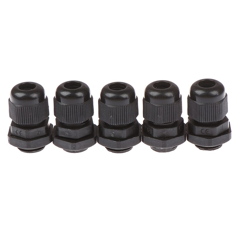 5Pcs Jetting PG9 Wit Zwart Waterdicht Nylon Plastic Cable Gland Connector Voor 4-8Mm Draad kabel: A