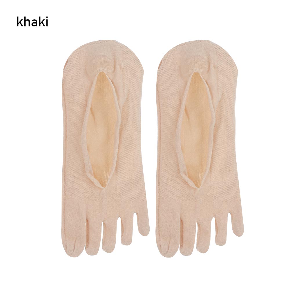 Chaussettes d'été à cinq doigts pour femmes, respirantes, Ultra-fines, coupe basse, doublure, antidérapantes, invisibles: khaki