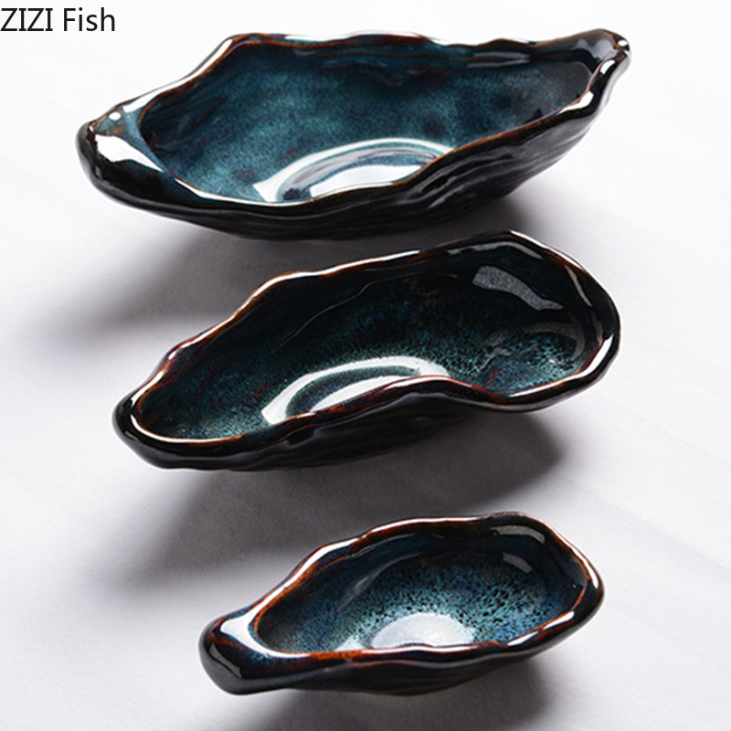 Irregular Ceramic Plate Oyster-shaped Dinner Plate Dessert Plates Fruit Snack Tray Decorative Plates Seasoning Bowl Spice Dishes