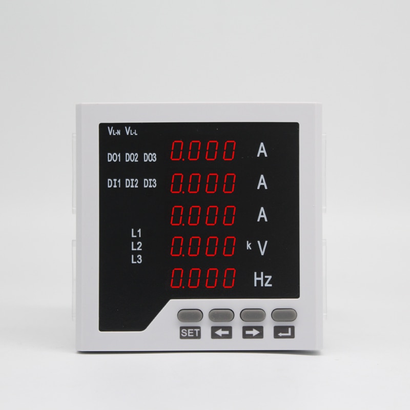 3 fase ampere voltage frequentie multifunctionele meter met hoge alarm relais output en lage alarm relais uitgang met RS485 functie