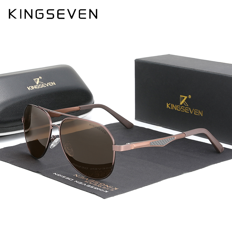 KINGSEVEN Driving Men's Polarized Sunglasses Aluminum Temples Aviator Sun Glasses For Men UV400 Anti-Glare Retro Eyewear: PURPLE