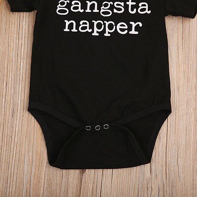 Gangsta Napper Katoen Baby Baby Boy Romper Zwarte Korte Mouw Jumpsuit Kleding Outfits Sunsuit Ondersteuning