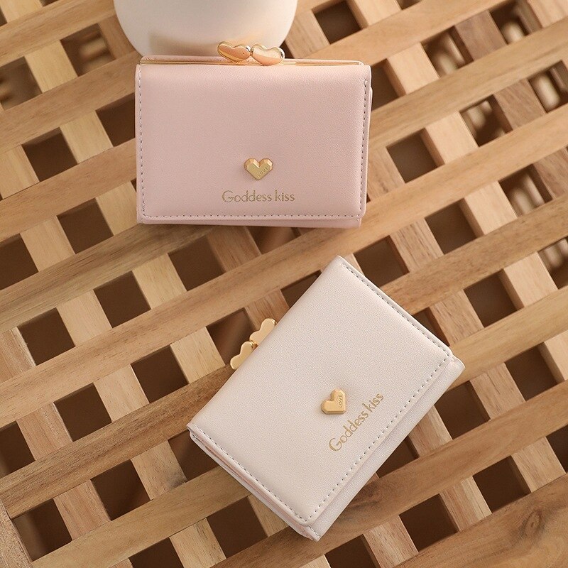 nuovo carino amore breve portafoglio femmina pieghevole multifunzionale piccolo moneta Borsa alunno moneta Borsa femmina mini portafoglio
