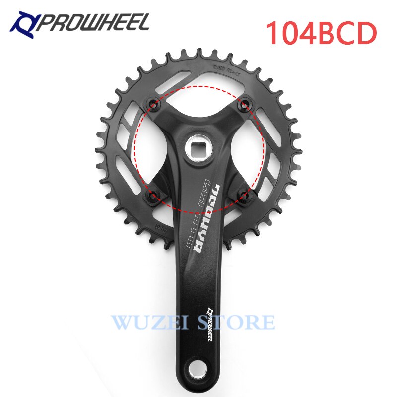 Prowheel Fiets Crank Tandwiel Mtb Fiets Vierkant Gat 170Mm 175Mm Crankstel 32T 34T 36T 38T 40T 104BCD Staal Smalle Brede Kettingblad