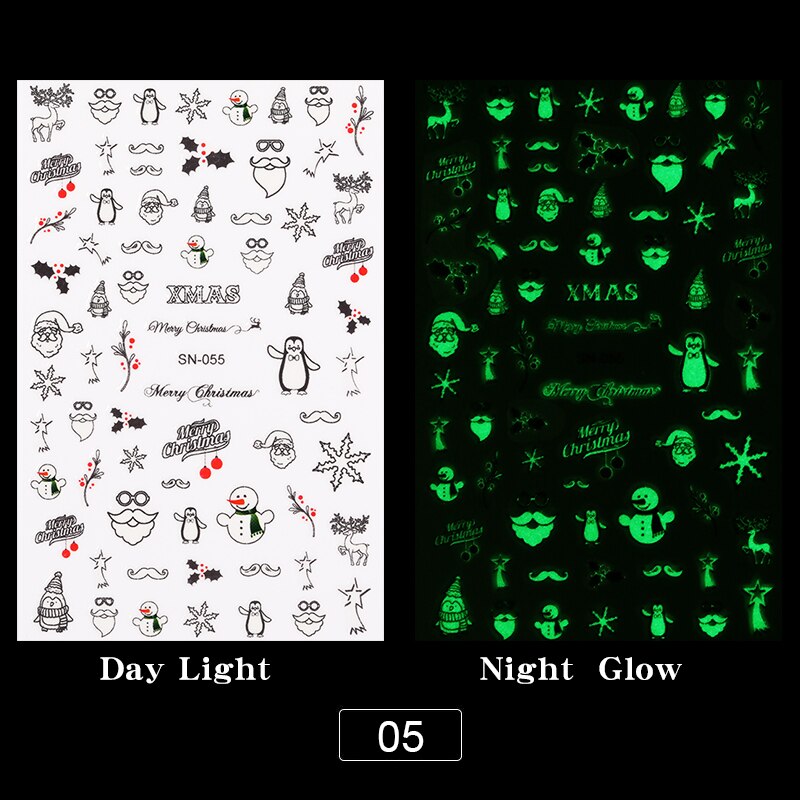 1Pc 3D noël curseur ongle autocollant décalcomanies ange flocon de neige lumineux ongle adhésif feuilles autocollants pour beauté décor