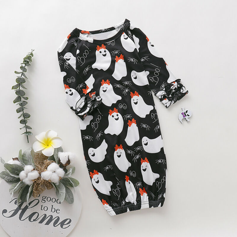 Halloween bebé niñas niños sacos de dormir vestido fantasma camisones ropa de dormir saco de dormir volantes manga larga ropa de cama 0-3Y