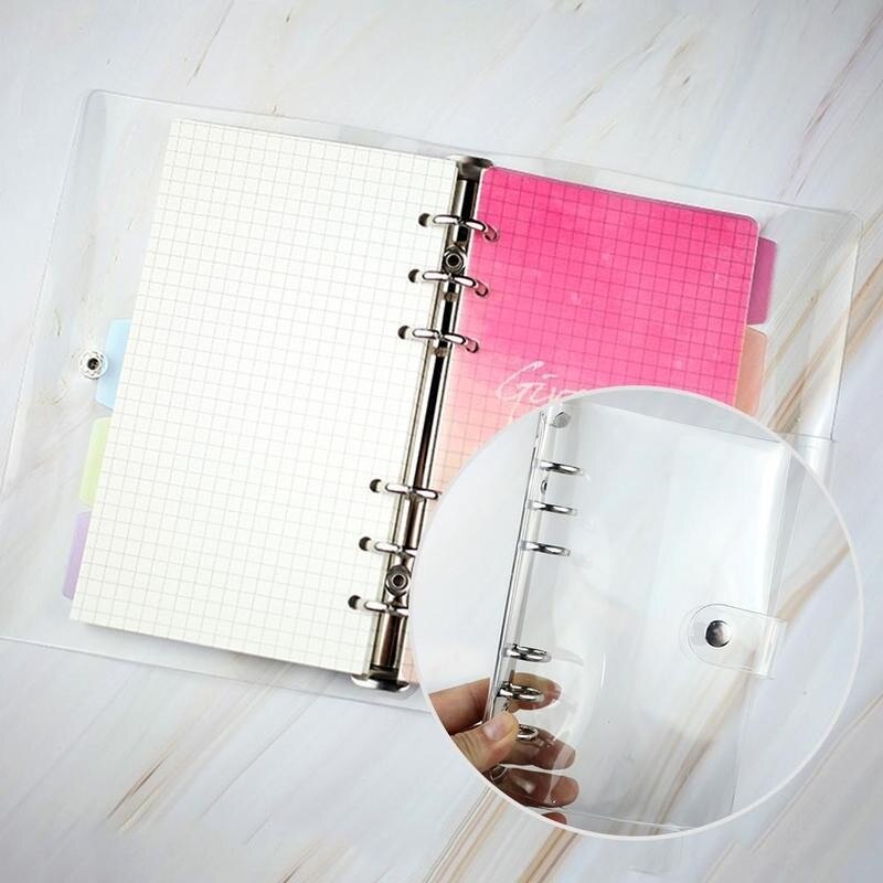 A4/A5/A6/A7 Transparent Notebook Cover Loose-leaf Ring Binder PVC Waterproof Clear Cover Travel Notebook Stationery Cover 1pc